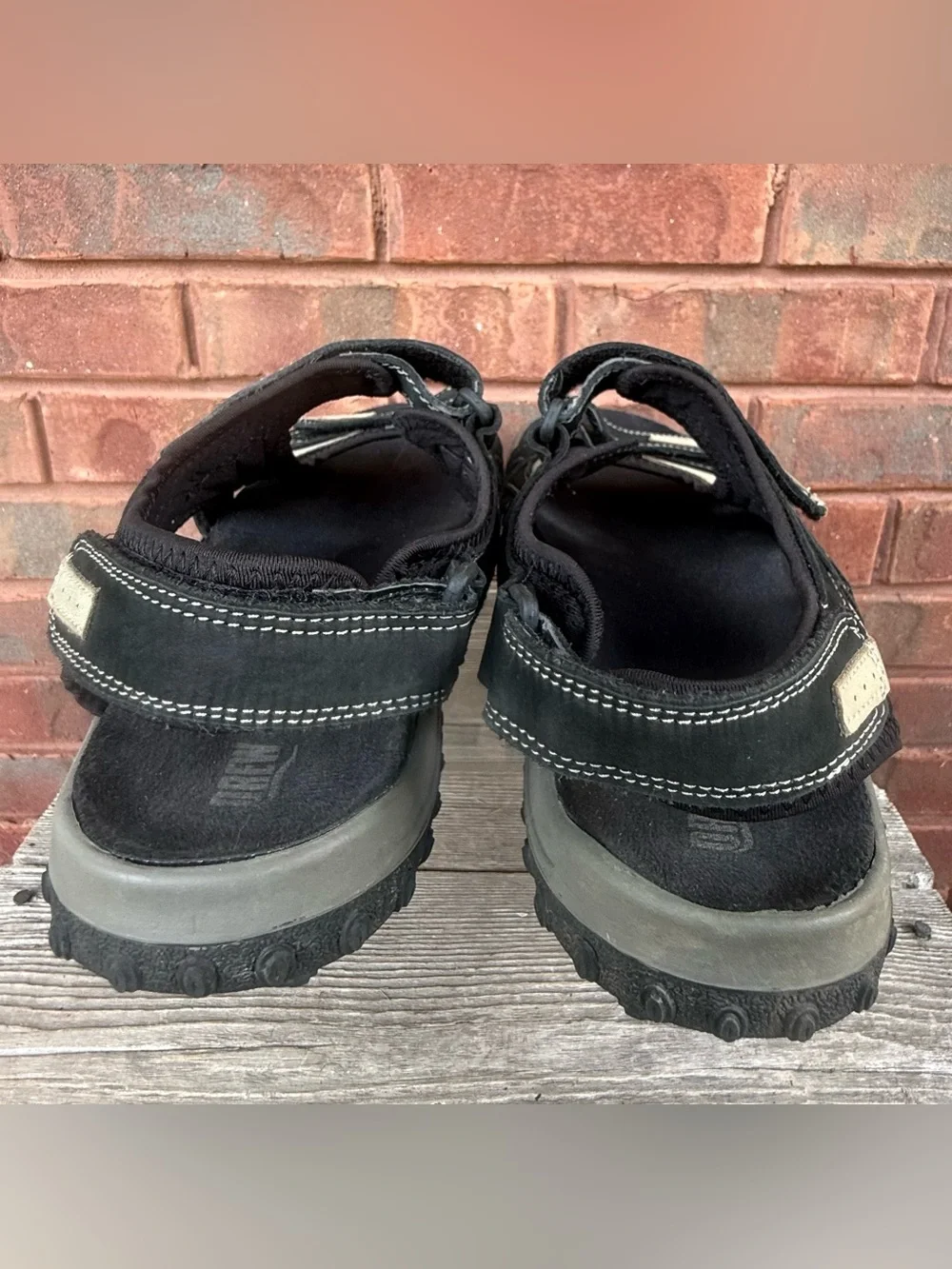 Drew Warren Orthopedic Sandals Mens Sz 11 6E Ankle Strap Black Tan Leather Shoes